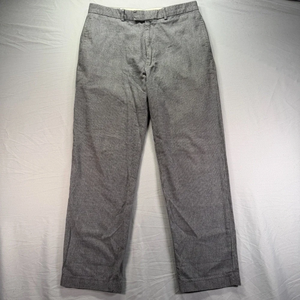 Vintage Polo Ralph Lauren Pants Mens 34x32 Gray Glen Check Cotton Wool Blend 90s